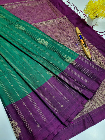 Regal Bottle Green with Royal Purple – Dubion Semi Soft Silk Saree