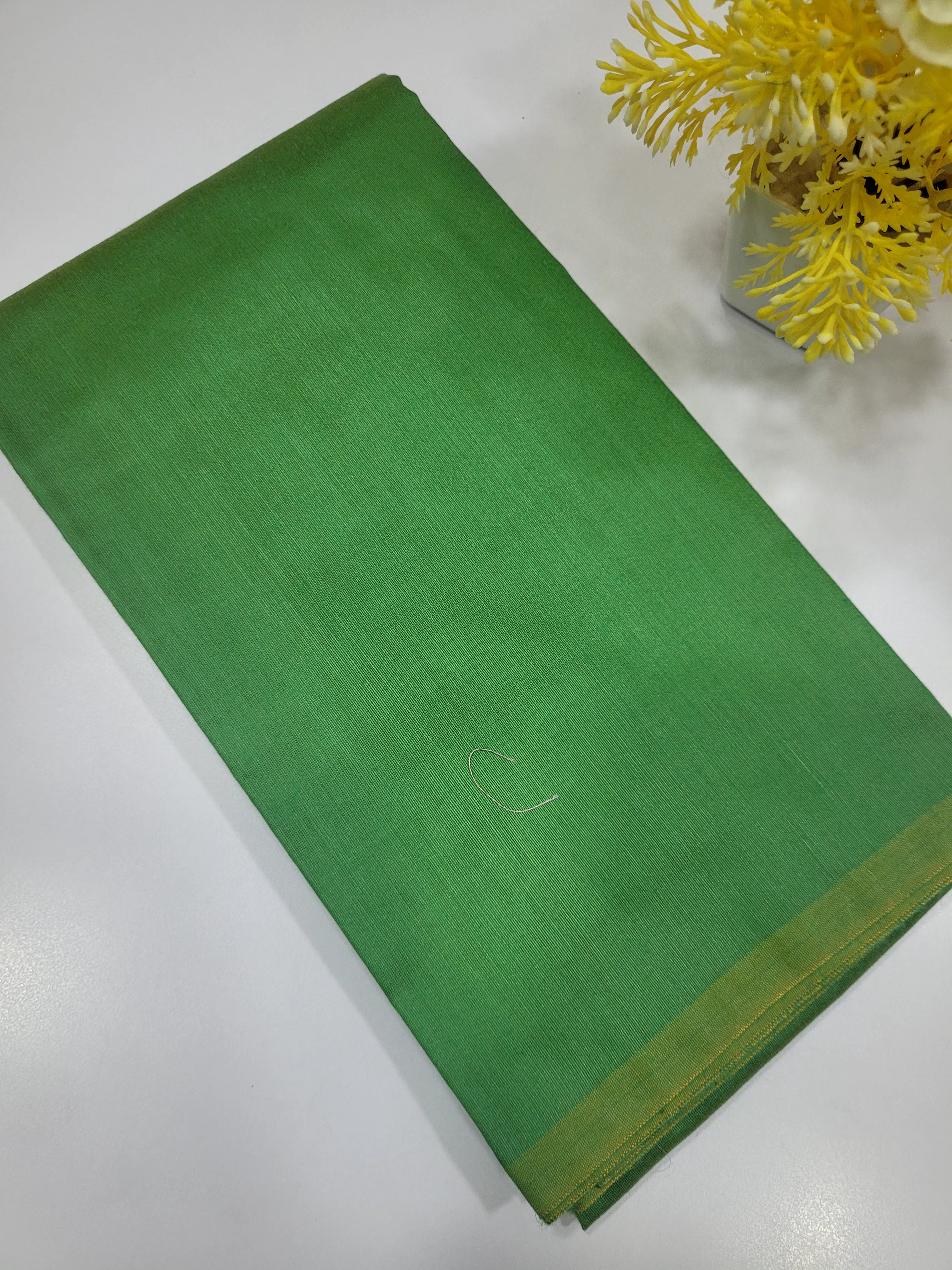 Green Handloom Silk Cotton Unstitched Salwar Set with Traditional Border & Brocade Shawl – 3PC Function Wear