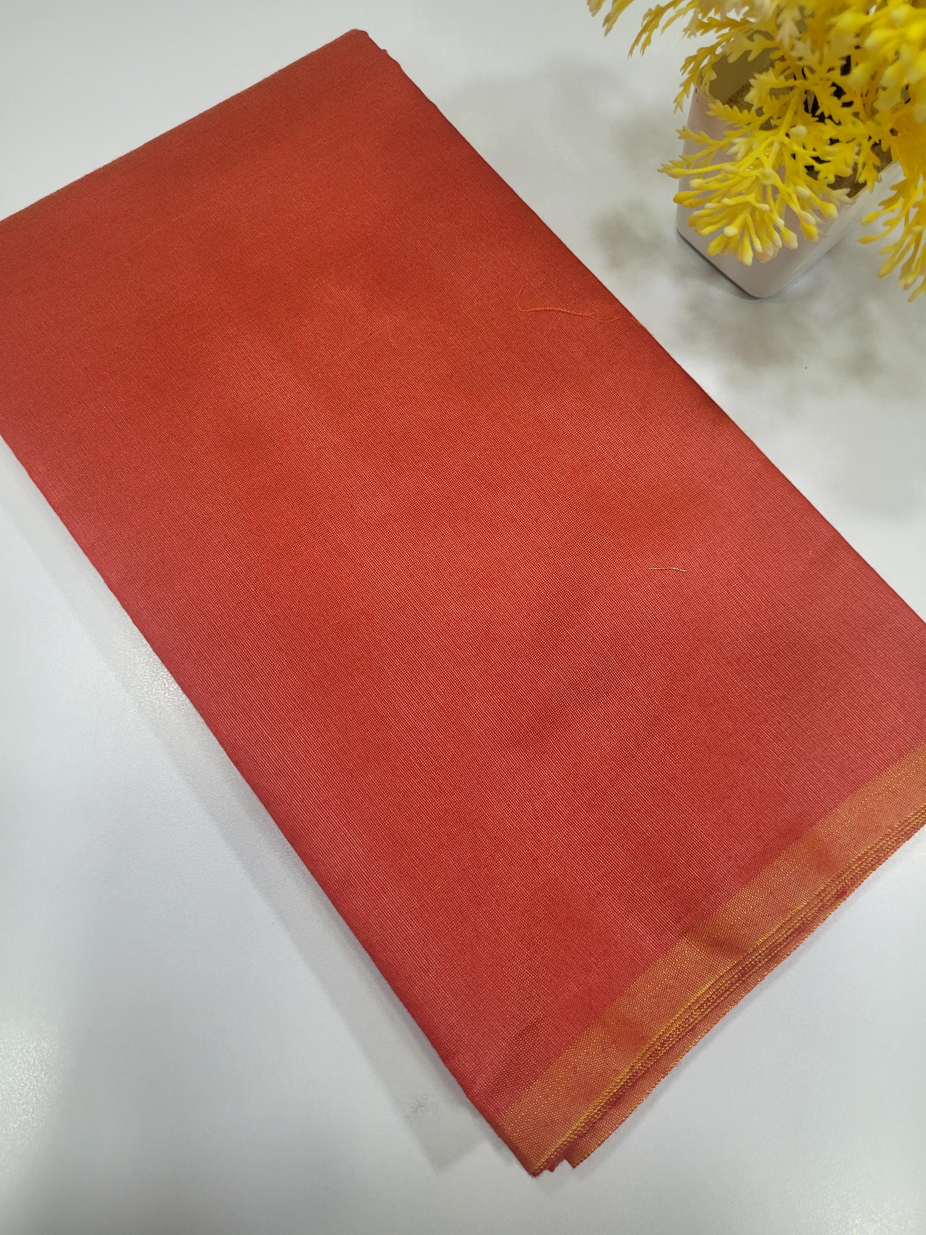 Orange Handloom Silk Cotton Unstitched Salwar Set with Brocade Shawl – 3PC Function Wear