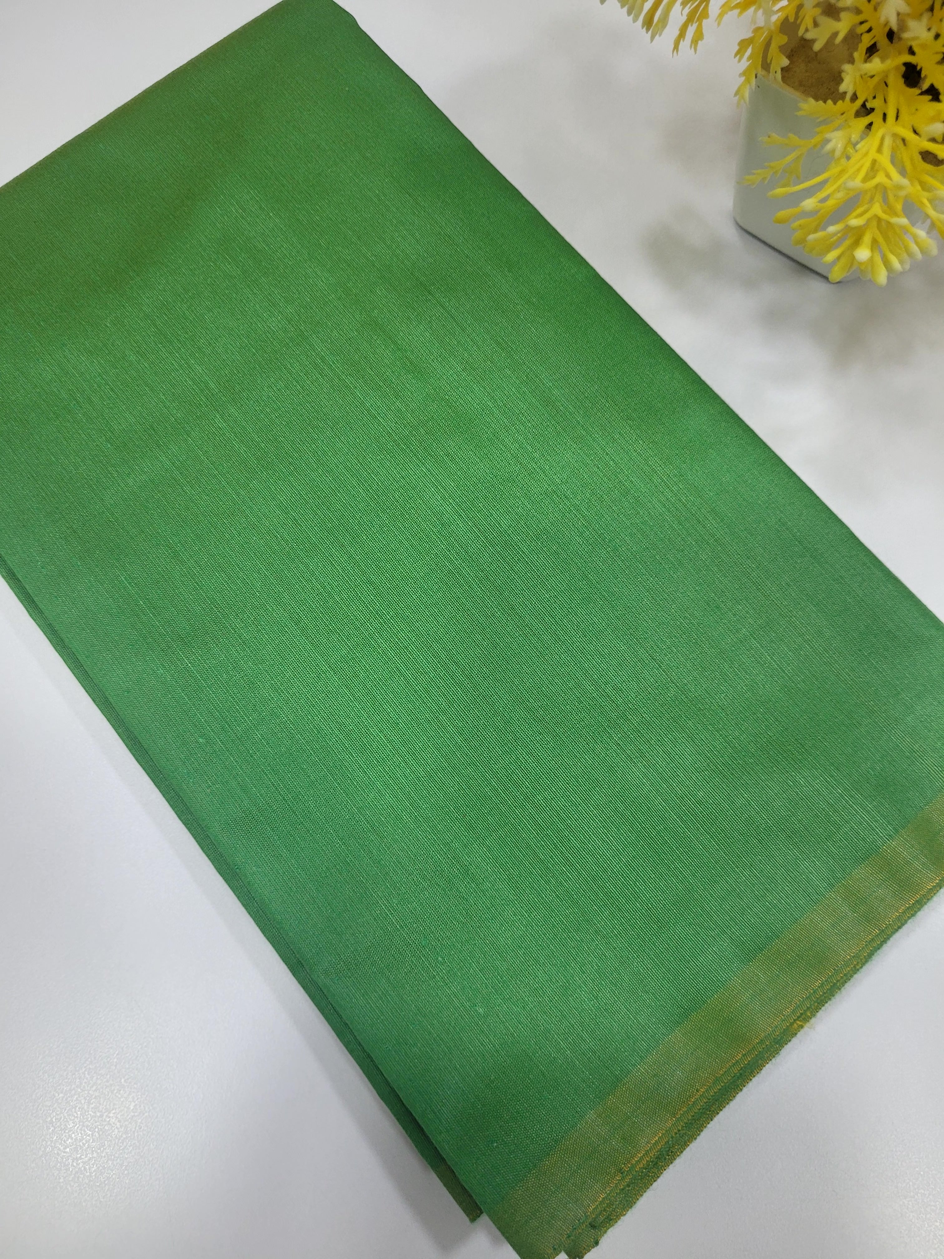 Elegant Green Handloom Silk Cotton Unstitched Salwar Set with Brocade Shawl – 3PC Function Wear
