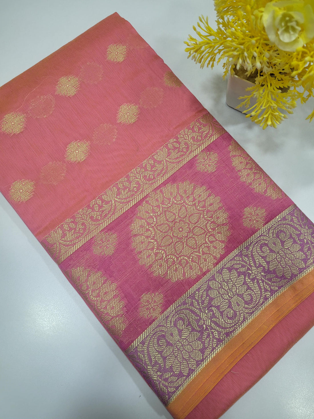 Baby Pink Handloom Silk Cotton Unstitched Salwar Set with Brocade Shawl – 3PC Function Wear