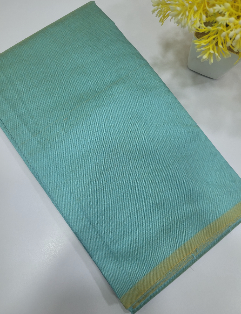 Sea Blue Handloom Silk Cotton 3pc Salwar Set – Zari Brocade Dupatta | Unstitched Material