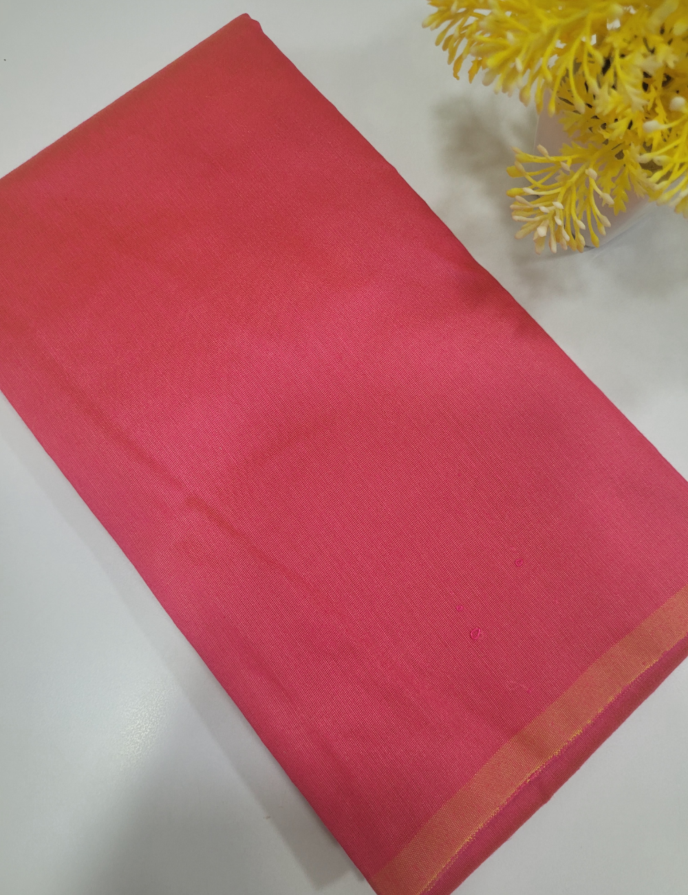 Orangish Pink Dual Tone Handloom Silk Cotton 3pc Salwar Set – Brocade Dupatta | Unstitched Dress Material