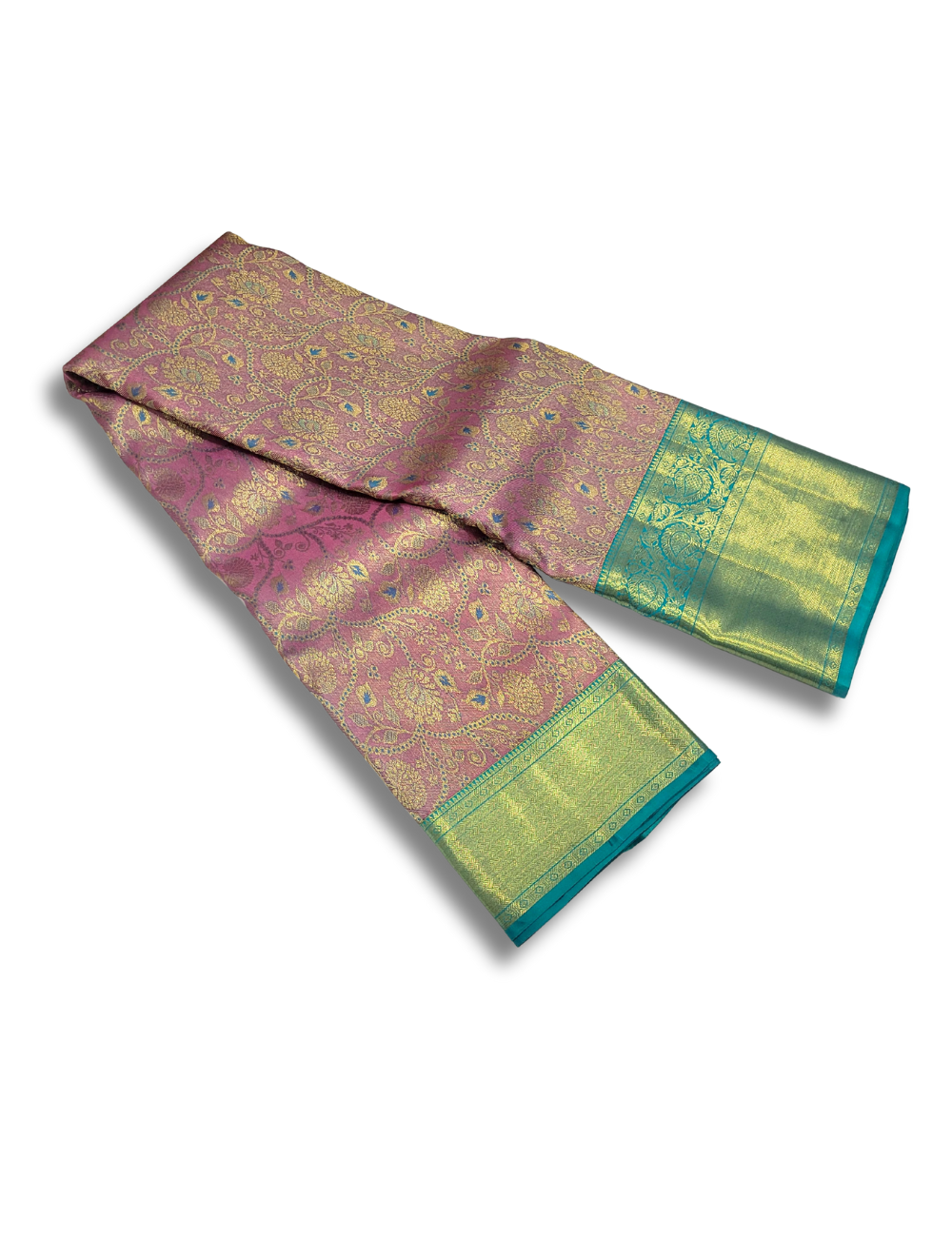 Elegant Pastel Lavender & Sea Blue Kanchipuram Bridal Silk Saree