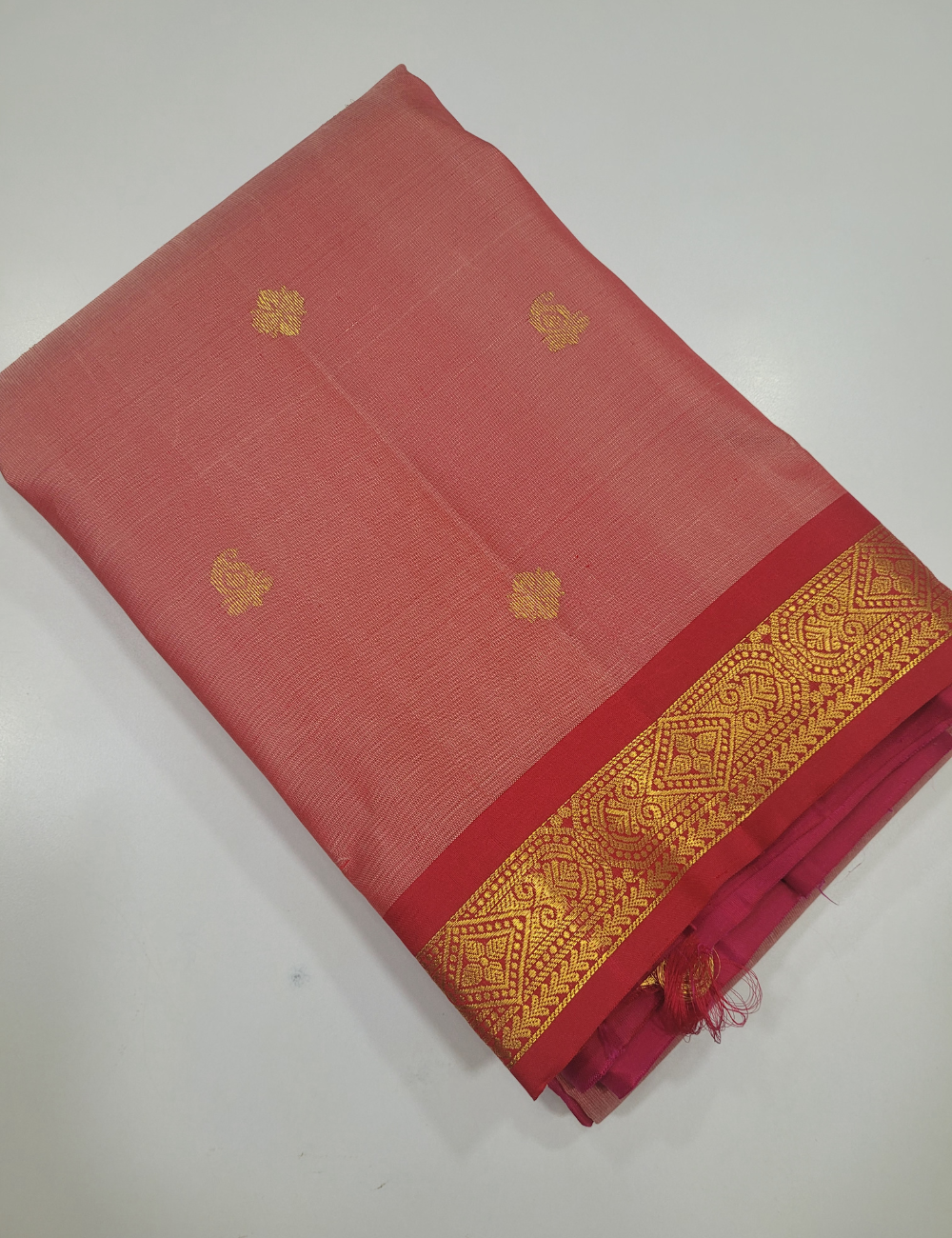 Radiant Dual Tone Red with Maroon – Handloom Kanchi Pure Silk Saree