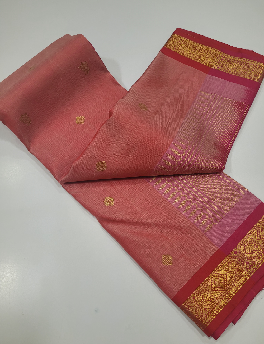 Radiant Dual Tone Red with Maroon – Handloom Kanchi Pure Silk Saree