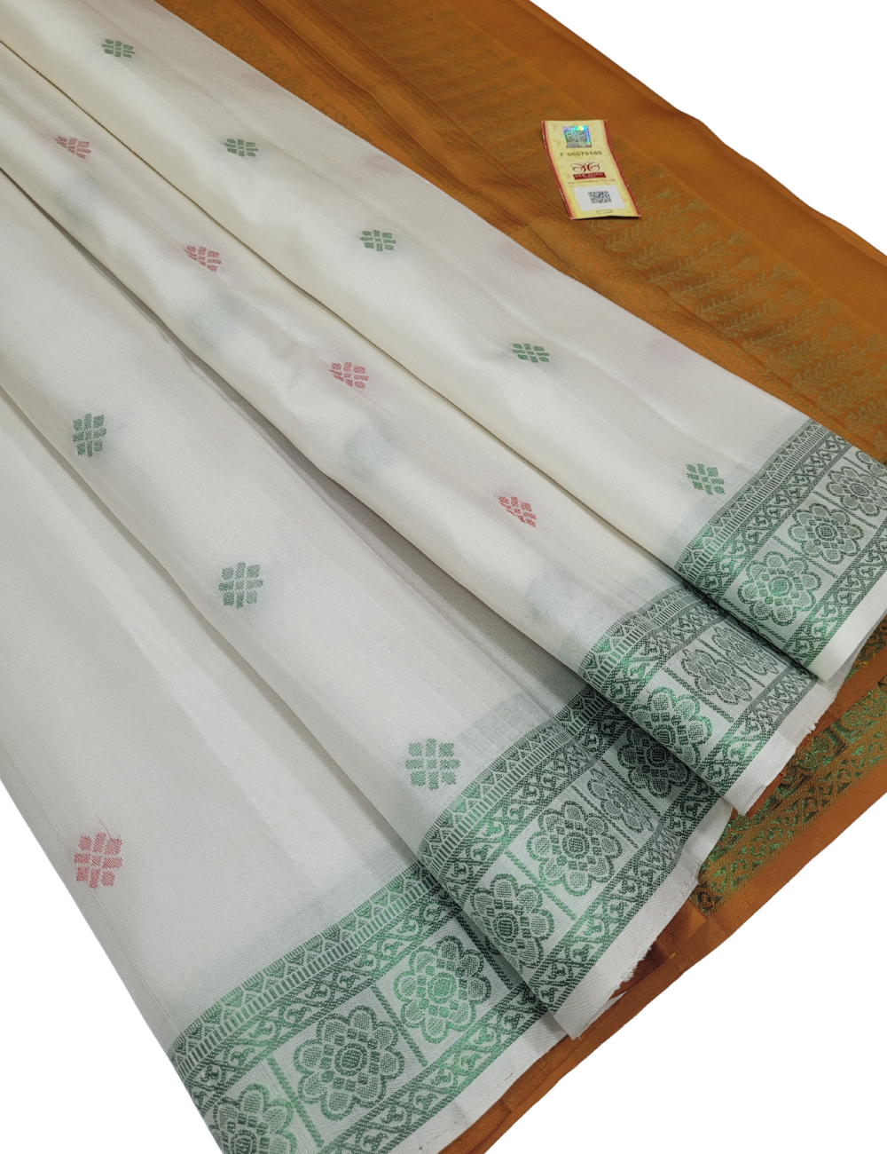 Elegant White & Mustard Handloom Soft Silk Saree with Kanchi Border