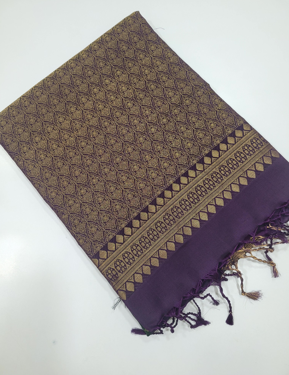 Bottle Green Full Brocade Soft Silk Saree