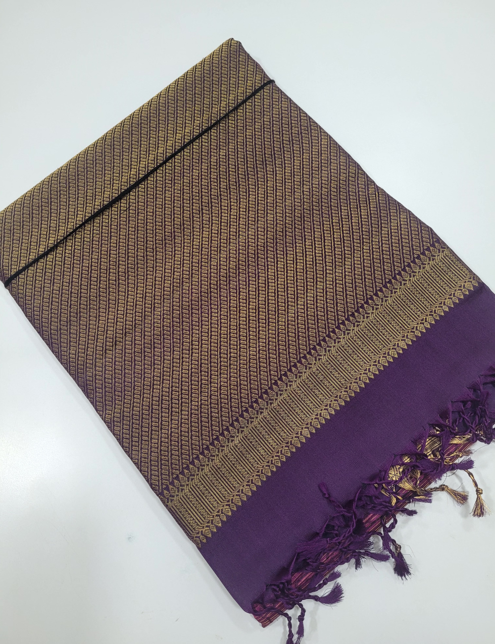 Dual tone Purple & plum colour Brocade Soft Silk Saree