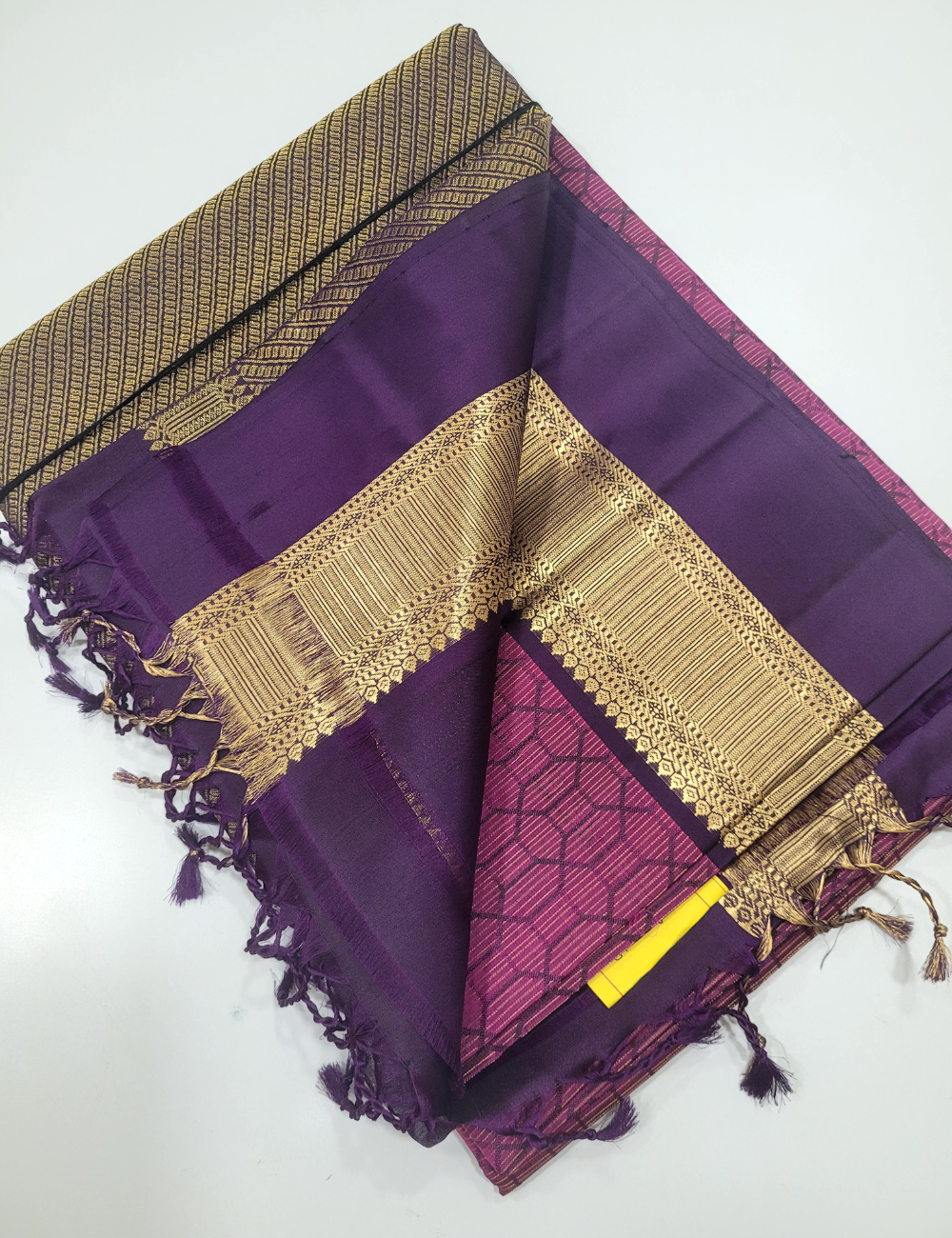 Dual tone Purple & plum colour Brocade Soft Silk Saree