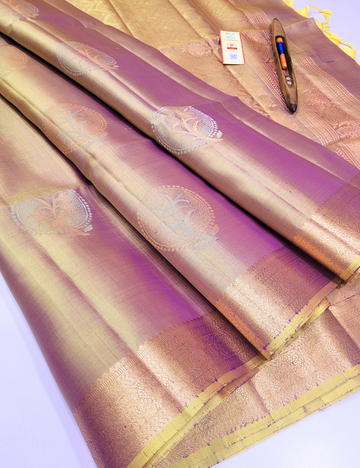 Golden Majesty – Dual Tone Soft Silk Saree with Kanchi Border