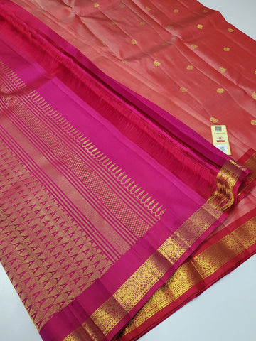 Radiant Dual Tone Red with Maroon – Handloom Kanchi Pure Silk Saree