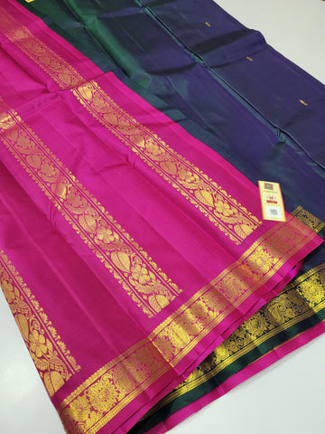 Mesmerising Blue & Green Dual Tone – Handloom Kanchipuram Pure Silk Saree