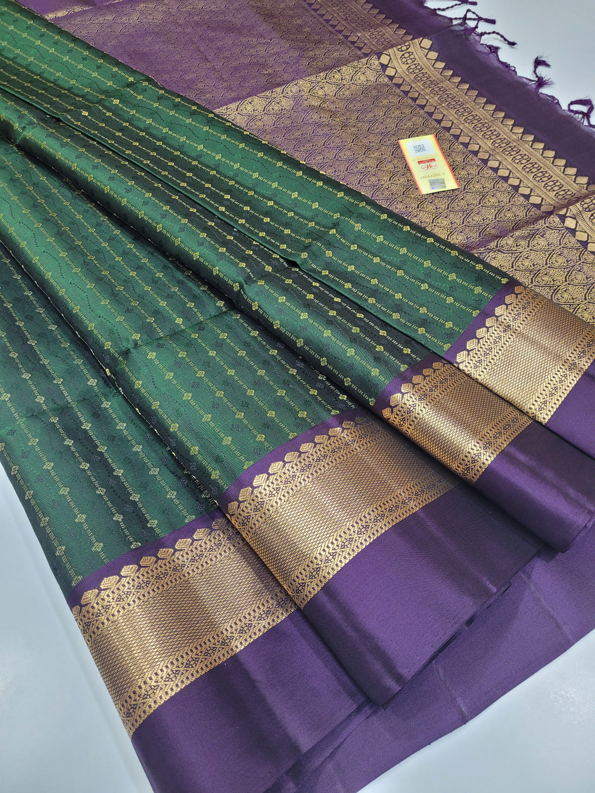 Bottle Green Full Brocade Soft Silk Saree