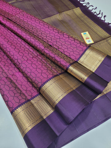Dual tone Purple & plum colour Brocade Soft Silk Saree