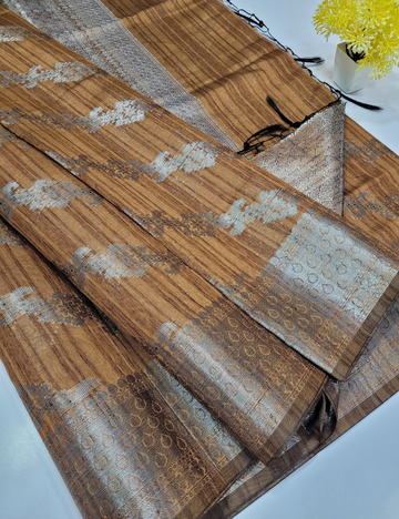 Wooden brown colour Matka cotton saree