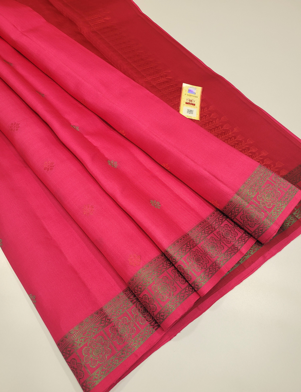 Rose Radiance – Pink Soft Silk Saree with Cherry Red Kanchi Border