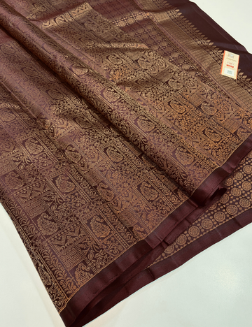 Coffee Brown Full Brocade Soft Silk Saree – Monotone Pallu & Blouse  🤎✨ Product Description: