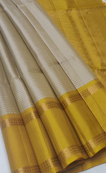 Rettapet Border Handloom Pure Softsilk Saree with Silkmark – Mustard Gold