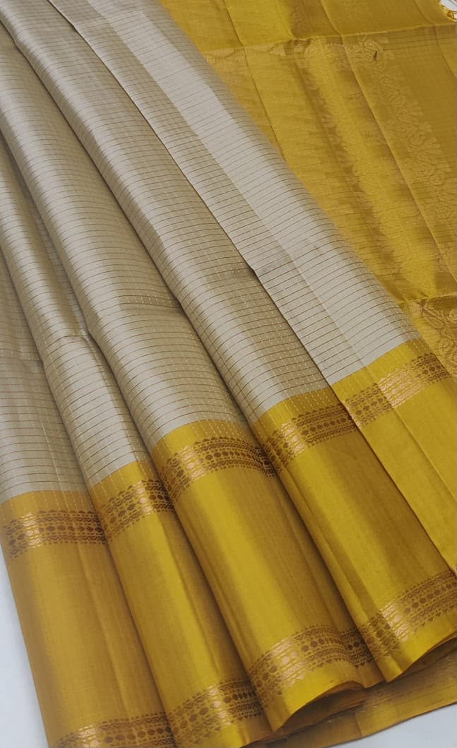 Rettapet Border Handloom Pure Softsilk Saree with Silkmark – Mustard Gold
