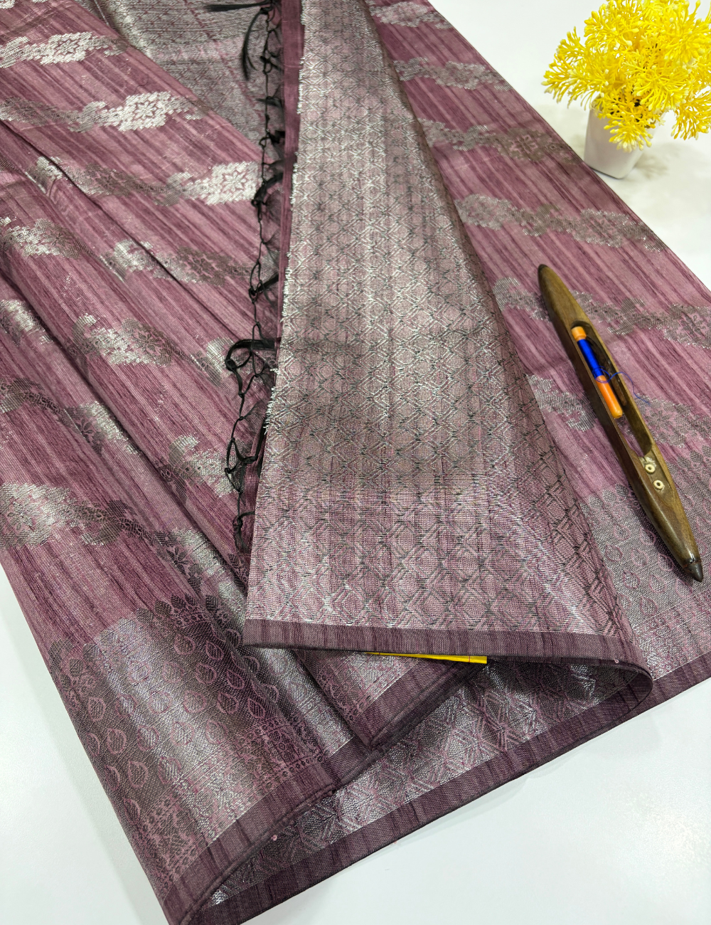 Mauve Pink Matka Silk Cotton Saree with Full Zari Butta | Rich Zari Border & Brocade Blouse