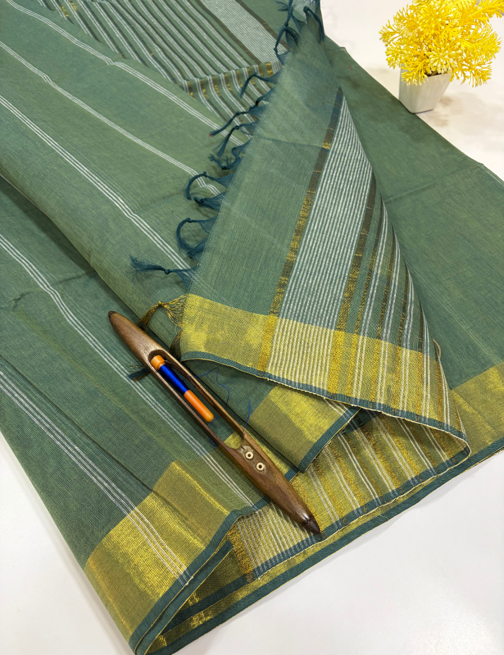 Forest Moss Green with Antique Gold Border