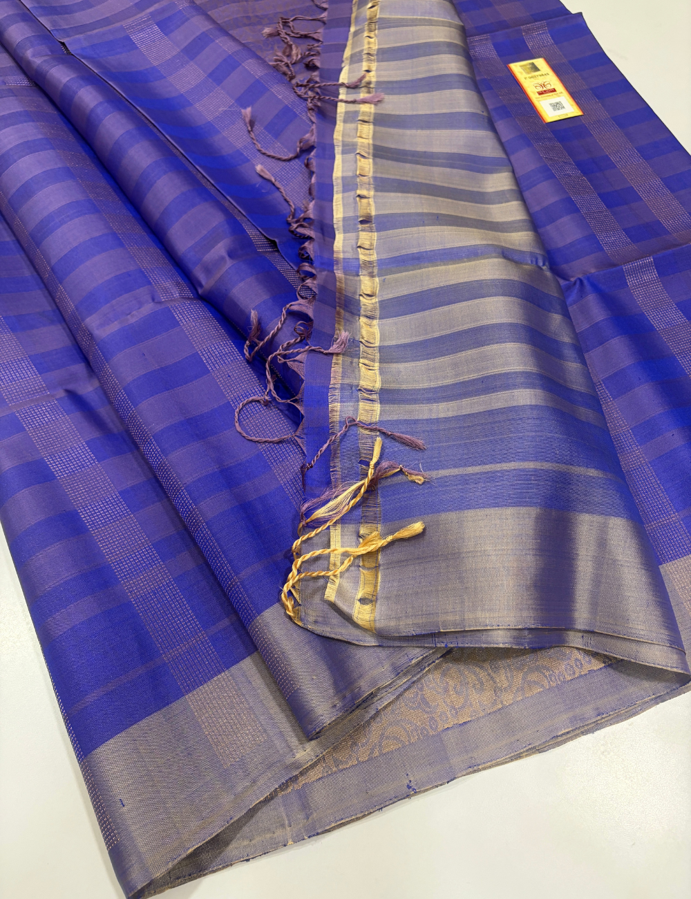 Royal Blue & Silver Zari Handloom Pure Soft Silk Saree