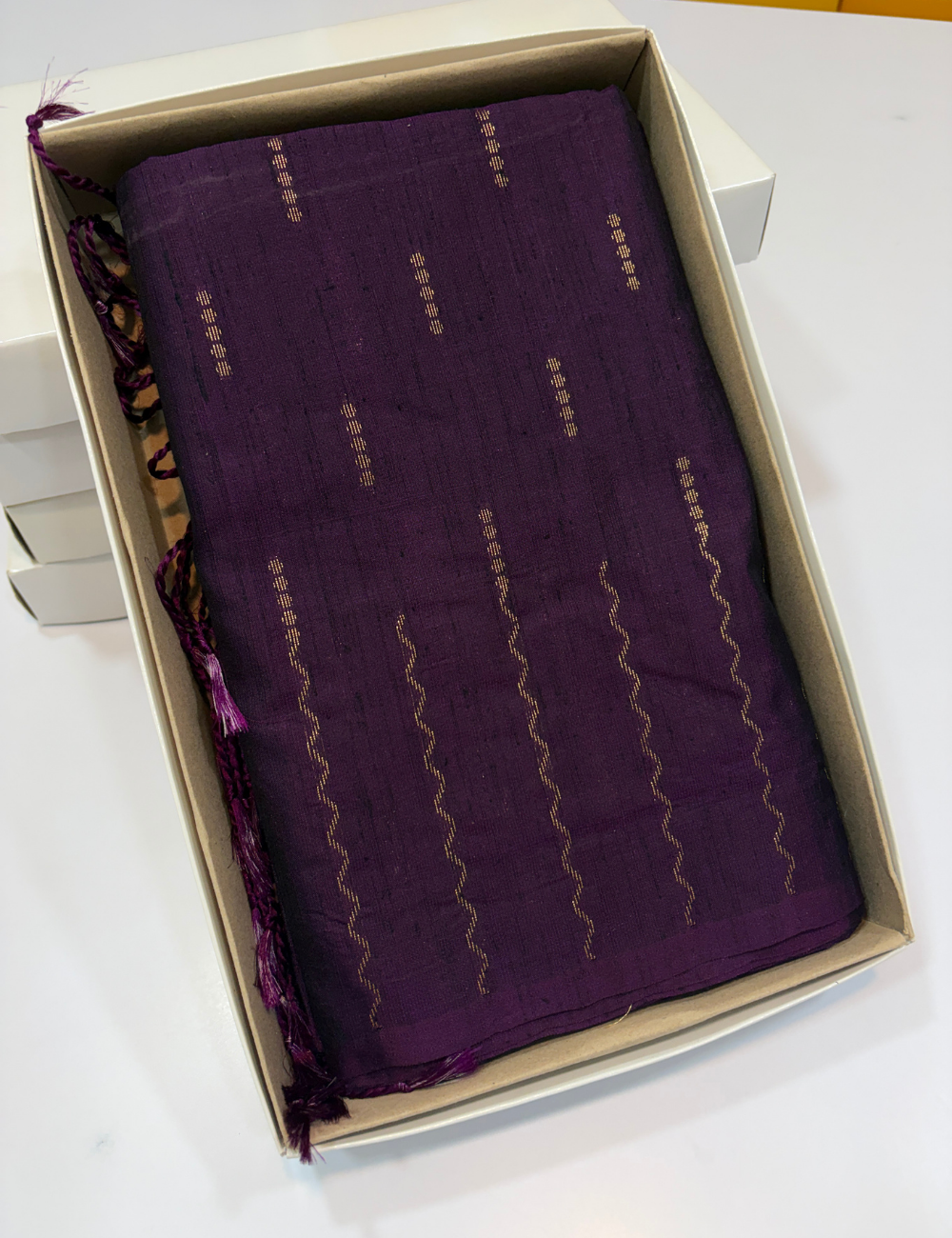 Deep Brinjal Violet Dubion Semi Softsilk Saree – Handloom