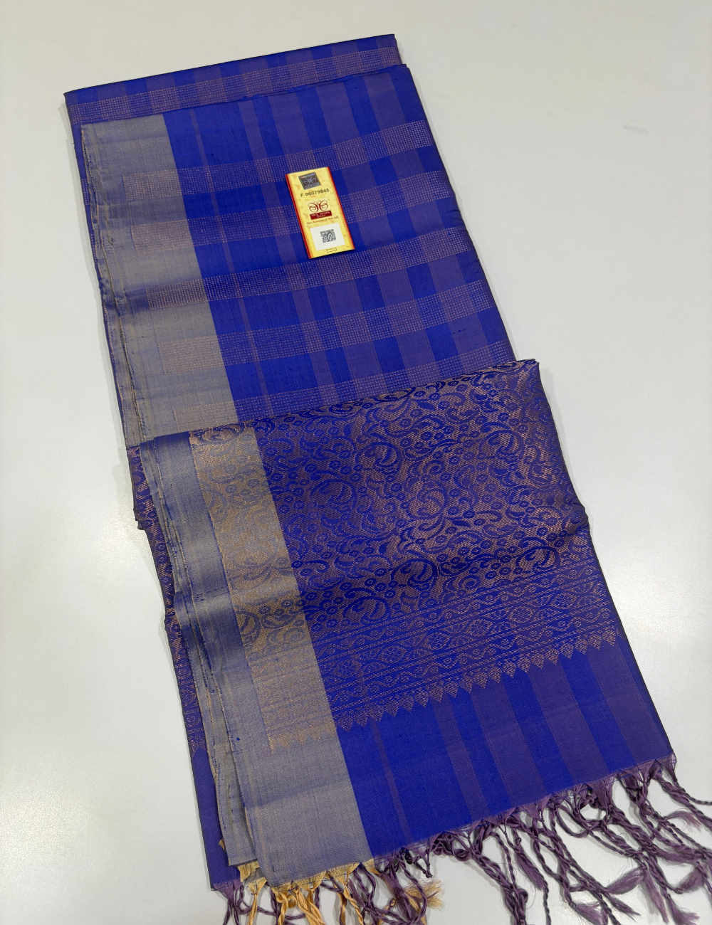 Royal Blue & Silver Zari Handloom Pure Soft Silk Saree
