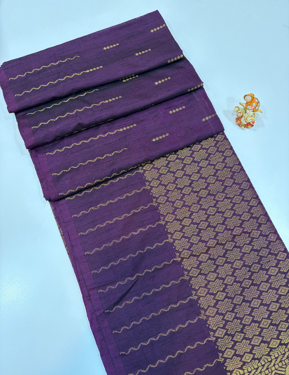 Deep Brinjal Violet Dubion Semi Softsilk Saree – Handloom