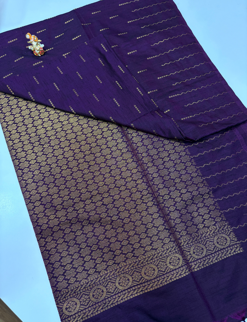 Deep Brinjal Violet Dubion Semi Softsilk Saree – Handloom