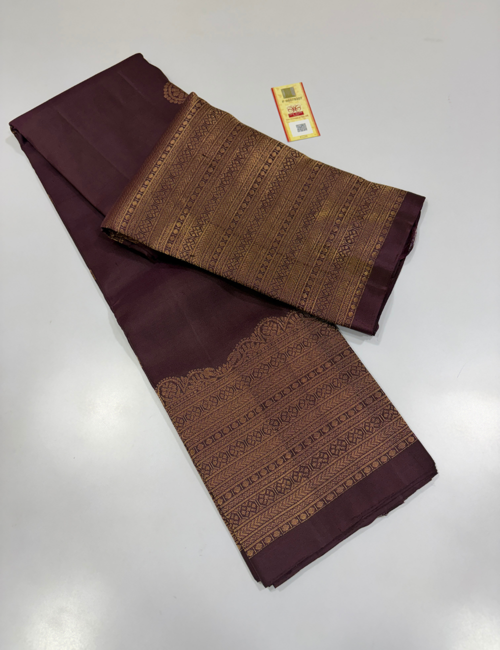 Handloom Pure Soft Silk Saree in Coffee Brown with Self Colour Turning Border | Double Warp | Fancy Zari Buttas | Silk Mark Certified