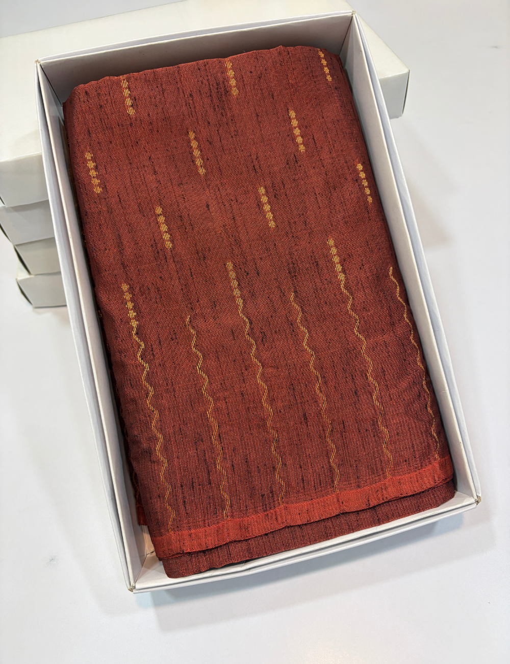 Rich Rust Brown Dubion Semi Softsilk Saree – Handloom