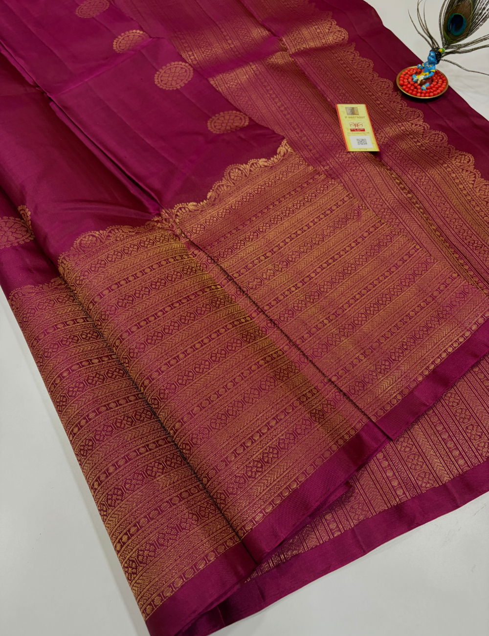 Handloom Pure Soft Silk Saree in Rani Pink with Self Colour Turning Border | Double Warp | Fancy Zari Buttas | Silk Mark Certified