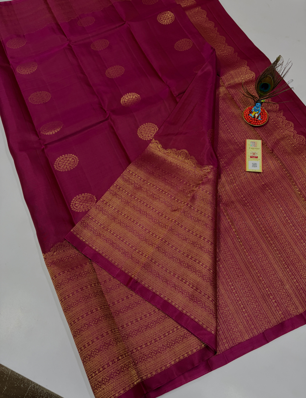 Handloom Pure Soft Silk Saree in Rani Pink with Self Colour Turning Border | Double Warp | Fancy Zari Buttas | Silk Mark Certified