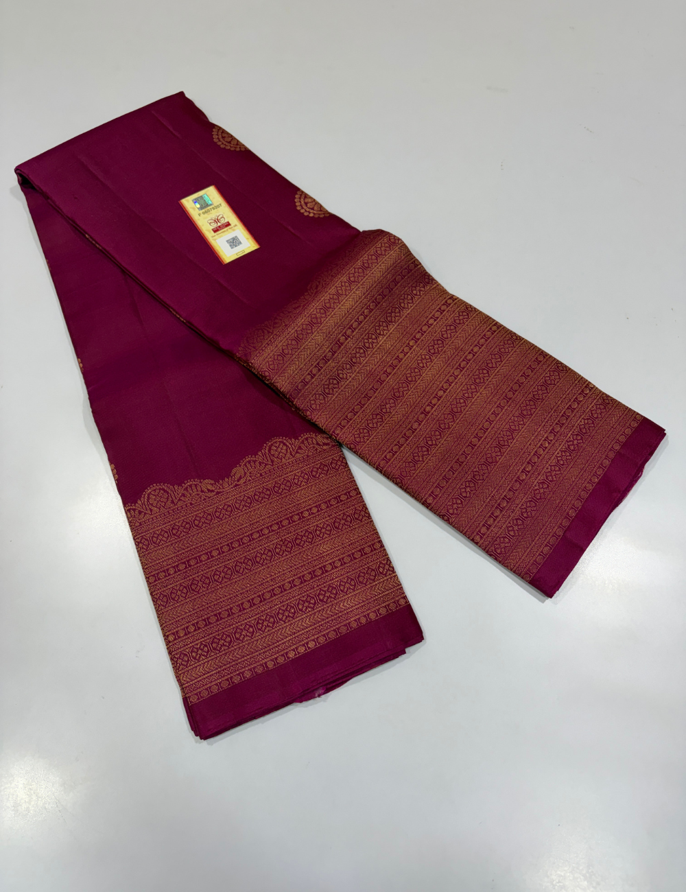 Handloom Pure Soft Silk Saree in Rani Pink with Self Colour Turning Border | Double Warp | Fancy Zari Buttas | Silk Mark Certified