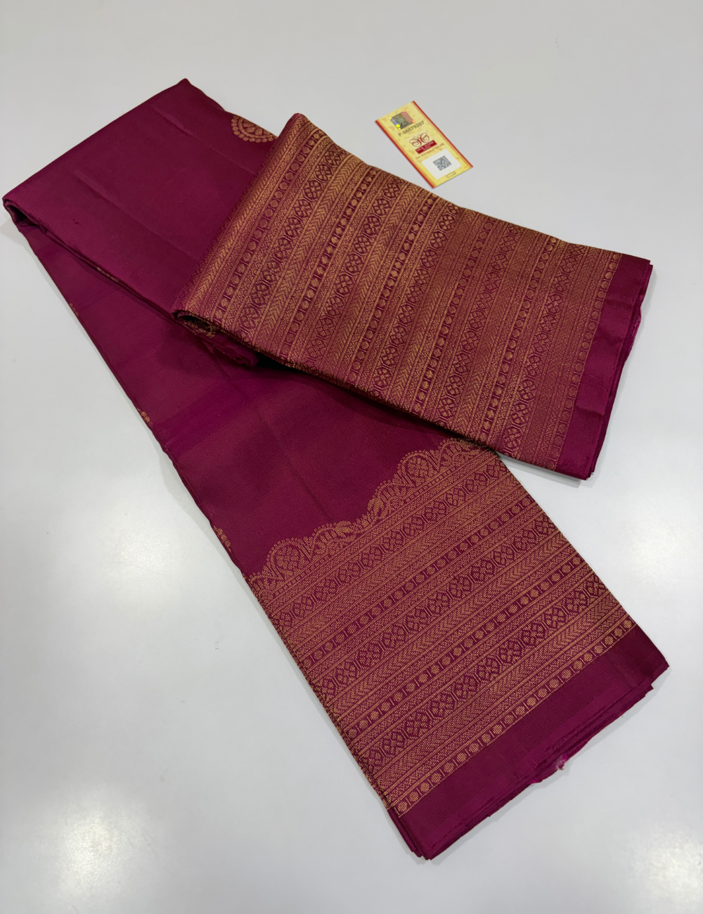 Handloom Pure Soft Silk Saree in Rani Pink with Self Colour Turning Border | Double Warp | Fancy Zari Buttas | Silk Mark Certified