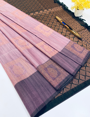 Aurelia Soft Silk Saree – Vintage Rose with Regal Plum
