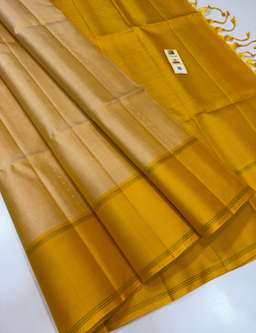 Mustard Gold with Golden Beige Handloom Pure Softsilk Saree with Silk Mark