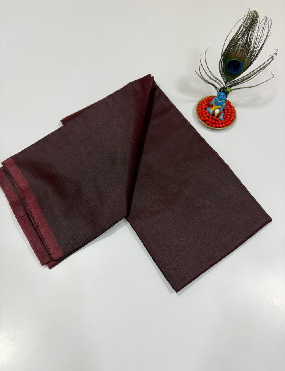 Coffee Brown Handloom Silk Cotton 3 Pc Salwar Set with Self Weave Floral Jacquard | Monotone Elegant Dress Material