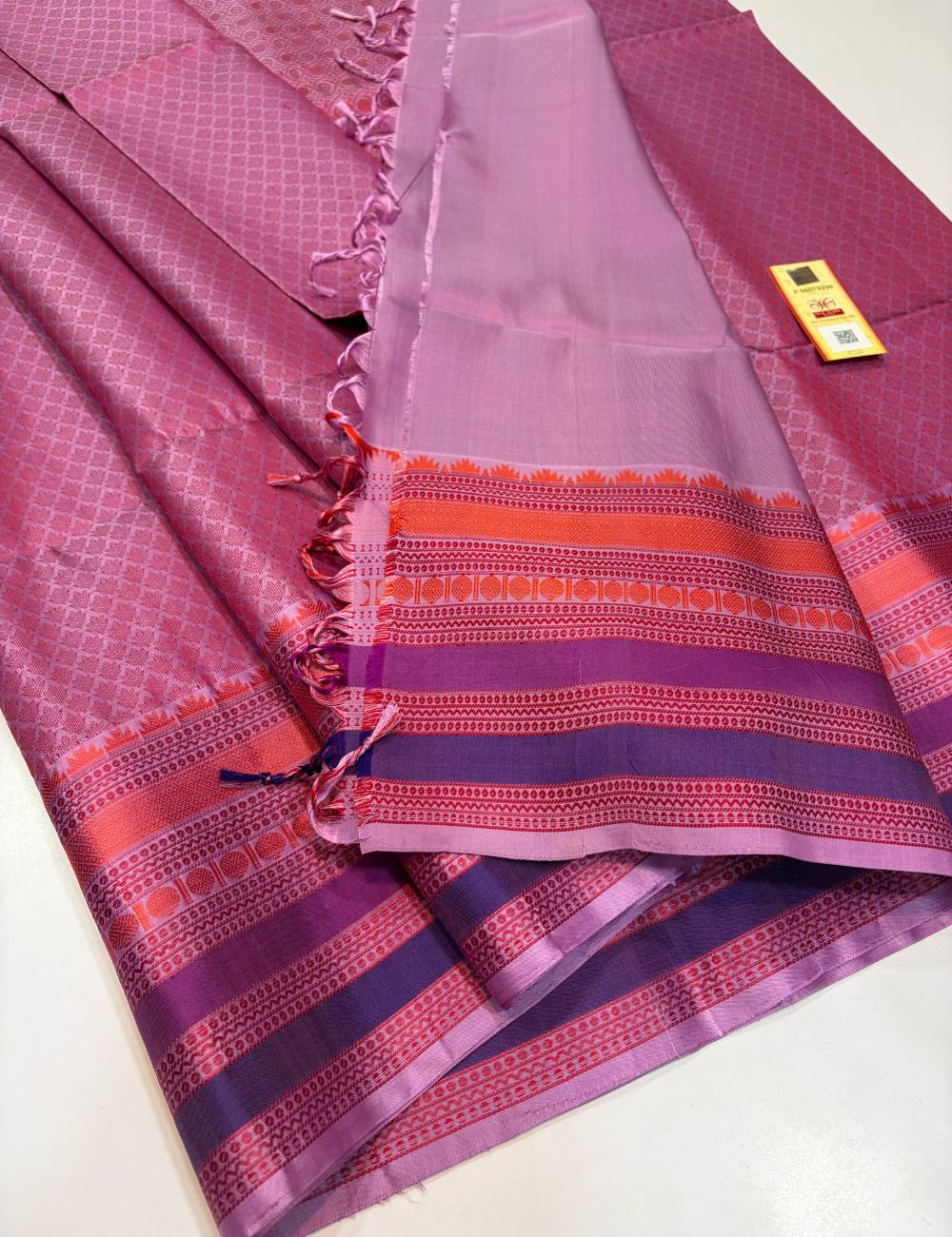 Full Brocade Baby pink colour Handloom Pure Soft Silk Saree with Silk Thread Kanchi Border | Silk Mark Certified
