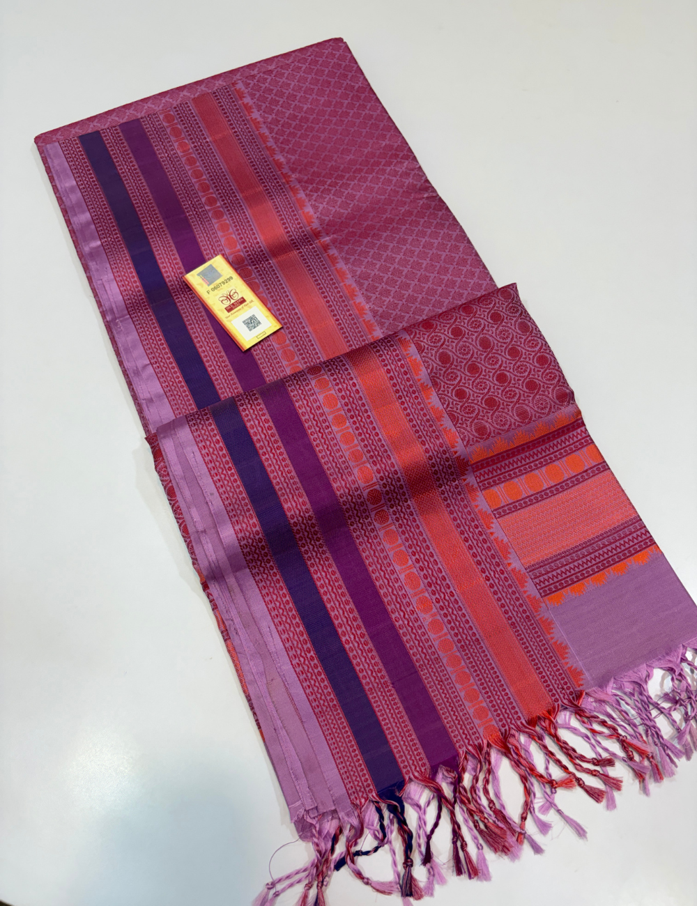 Full Brocade Baby pink colour Handloom Pure Soft Silk Saree with Silk Thread Kanchi Border | Silk Mark Certified
