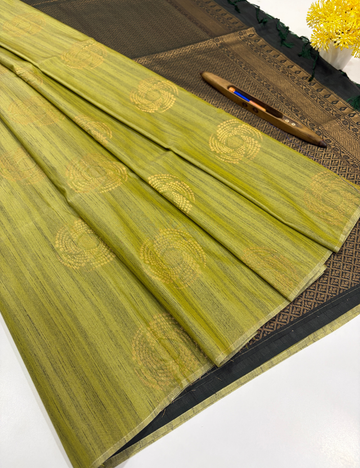 Mustard Olive Green Soft Silk Saree with Bottle Green Pallu | Elegant Festive & Traditional Wear