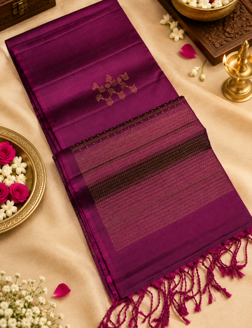 Purple Borderless Neam Jari Pure Softsilk Saree
