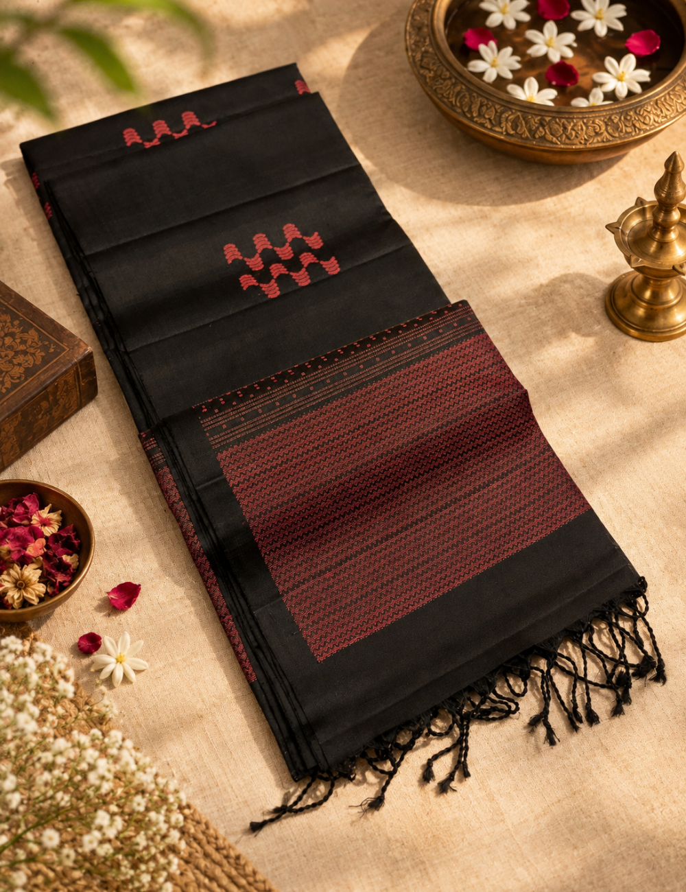 Black Borderless Neam Jari Pure Softsilk Saree