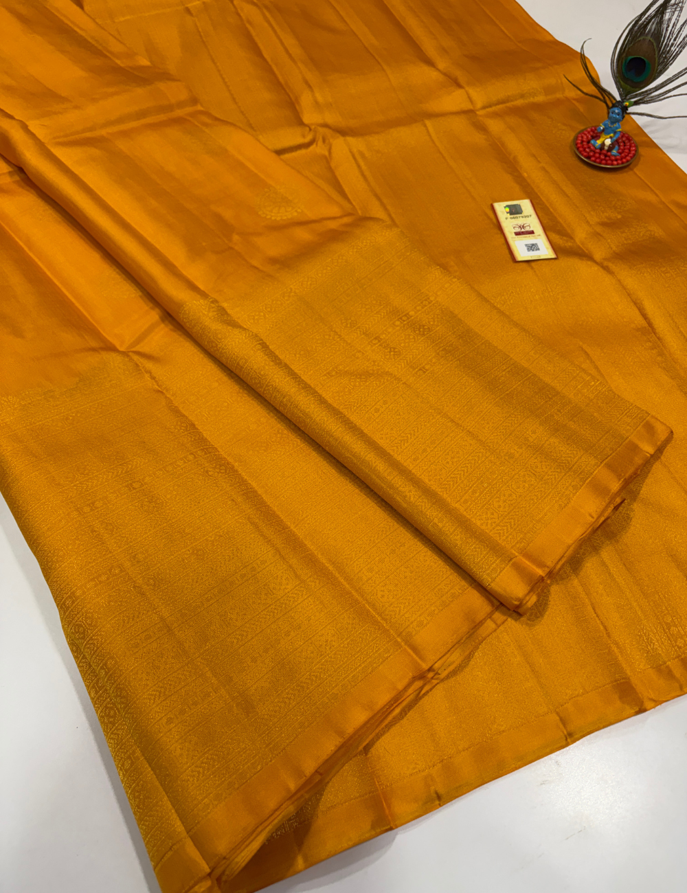 Handloom Pure Soft Silk Saree in Mustard Gold with Self Colour Turning Border | Double Warp | Fancy Buttas | Silk Mark Certified