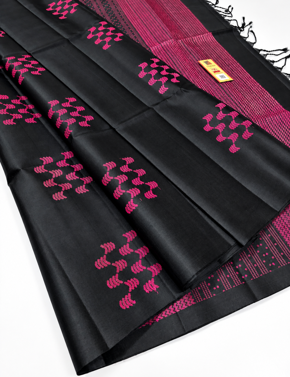 Black Borderless Neam Jari Pure Softsilk Saree