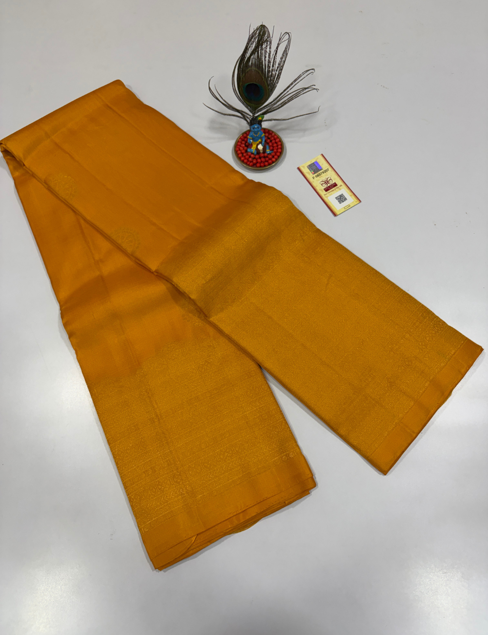 Handloom Pure Soft Silk Saree in Mustard Gold with Self Colour Turning Border | Double Warp | Fancy Buttas | Silk Mark Certified