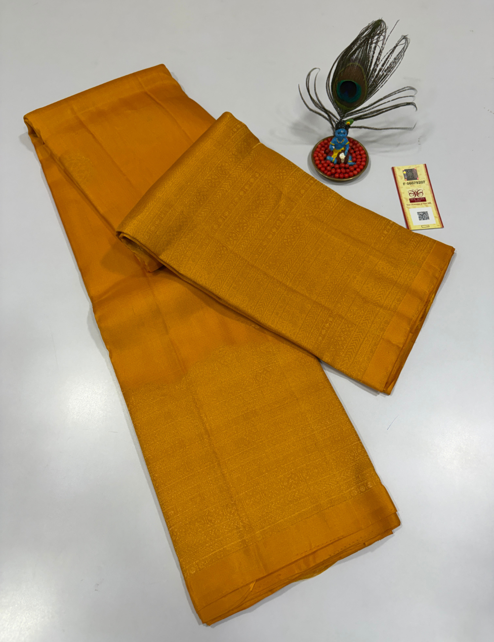 Handloom Pure Soft Silk Saree in Mustard Gold with Self Colour Turning Border | Double Warp | Fancy Buttas | Silk Mark Certified