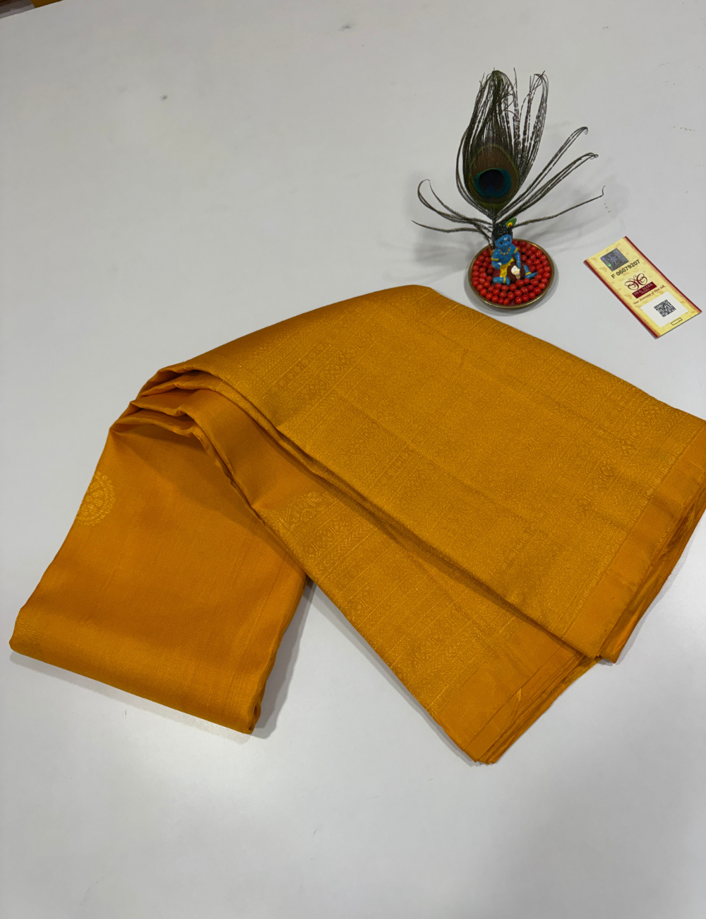 Handloom Pure Soft Silk Saree in Mustard Gold with Self Colour Turning Border | Double Warp | Fancy Buttas | Silk Mark Certified